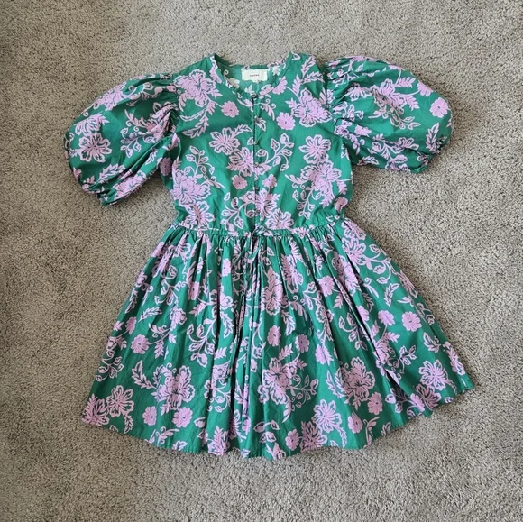 XiRENA Aurie 100% Cotton Puff Sleeve Mini Dress Pockets Size Medium New No  Tag